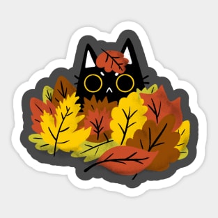 Cats in Leaves Sticker